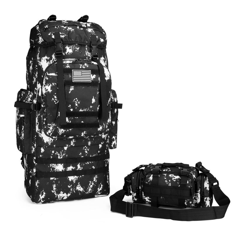 King'sGuard 100L Camping Hiking Backpack Molle Rucksack Military Camping Backpacking Daypack (Black Lighting) - Image 5